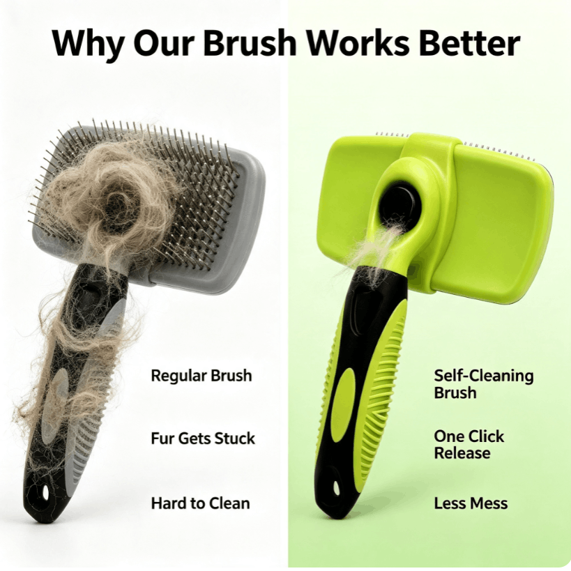 One-Touch Self-Cleaning Slicker Brush - close-up product view
