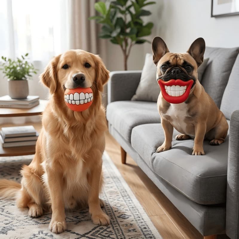 Funny Teeth Squeaky Dog Ball - product detail view