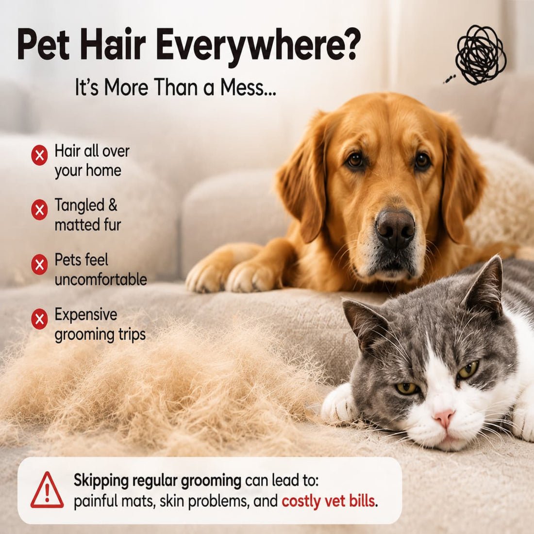 3-in-1 Electric Pet Grooming Brush with Spray | Dog & Cat Hair Brush for Detangling, Massage & Soft Coat