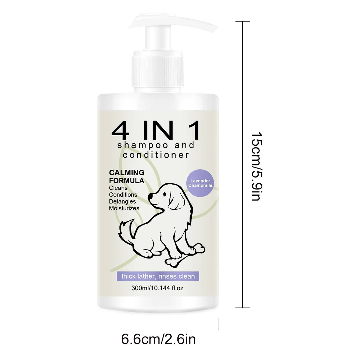 4-in-1 Pet Shampoo & Conditioner for Dogs & Cats - Anti Hair Loss, 300ml - product detail view