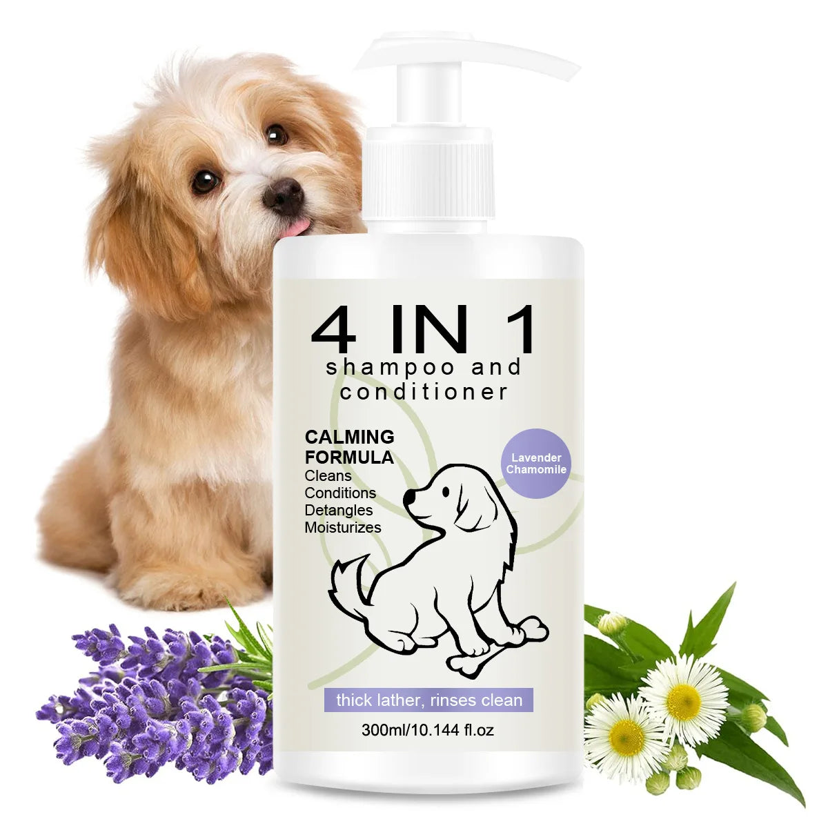 4-in-1 Pet Shampoo & Conditioner for Dogs & Cats - Anti Hair Loss, 300ml - main product view