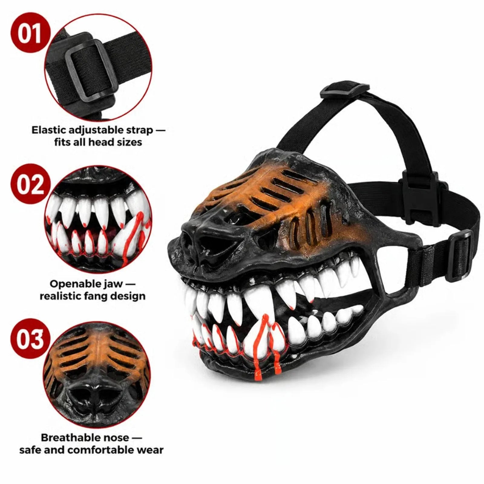 Spooky Dog Halloween Mask - Funny Pet Costume Accessory for Halloween Parties & Photos(Free Shipping) - product detail view