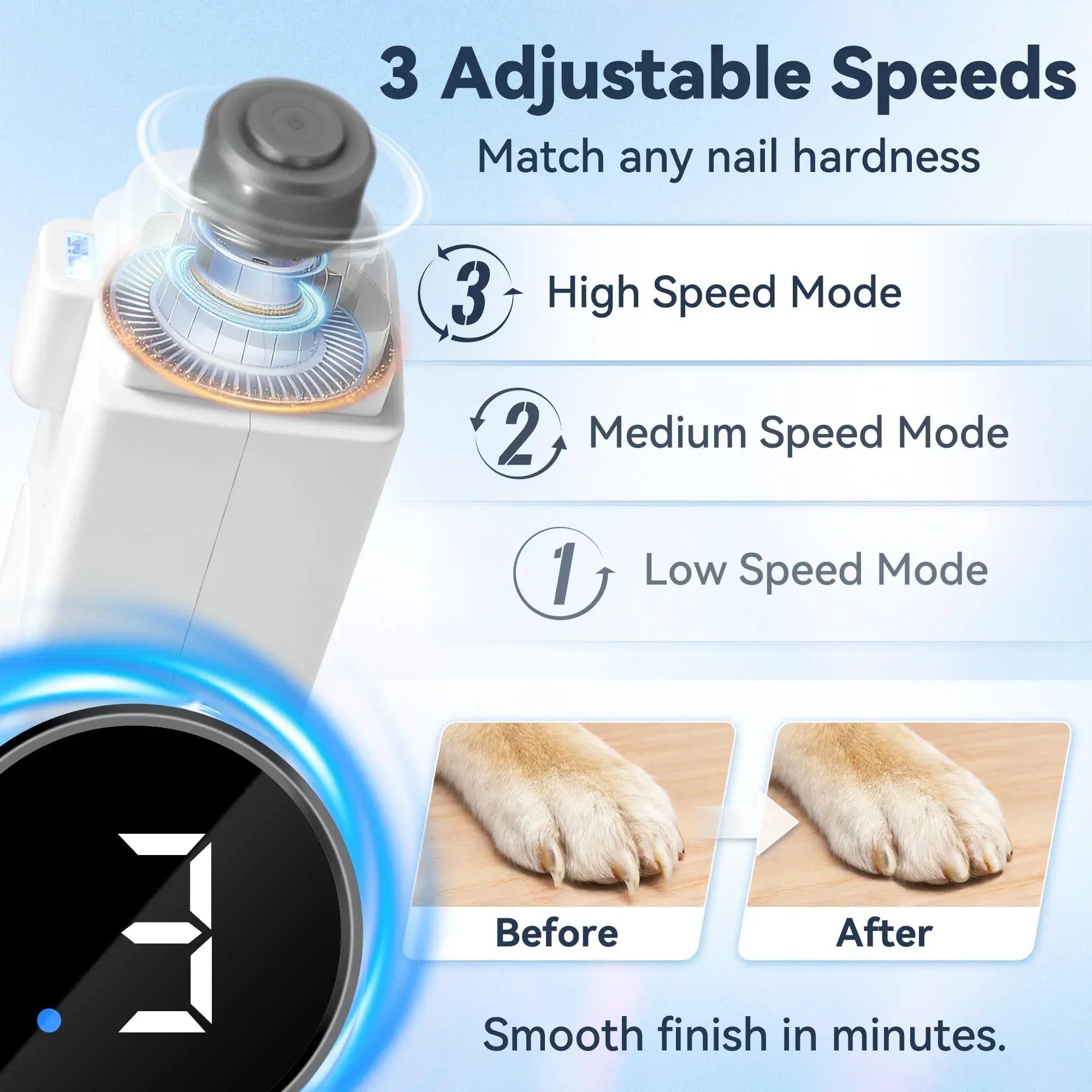 Pro-Glide 2-in-1 Electric Pet Nail Grinder & Clipper - close-up product view