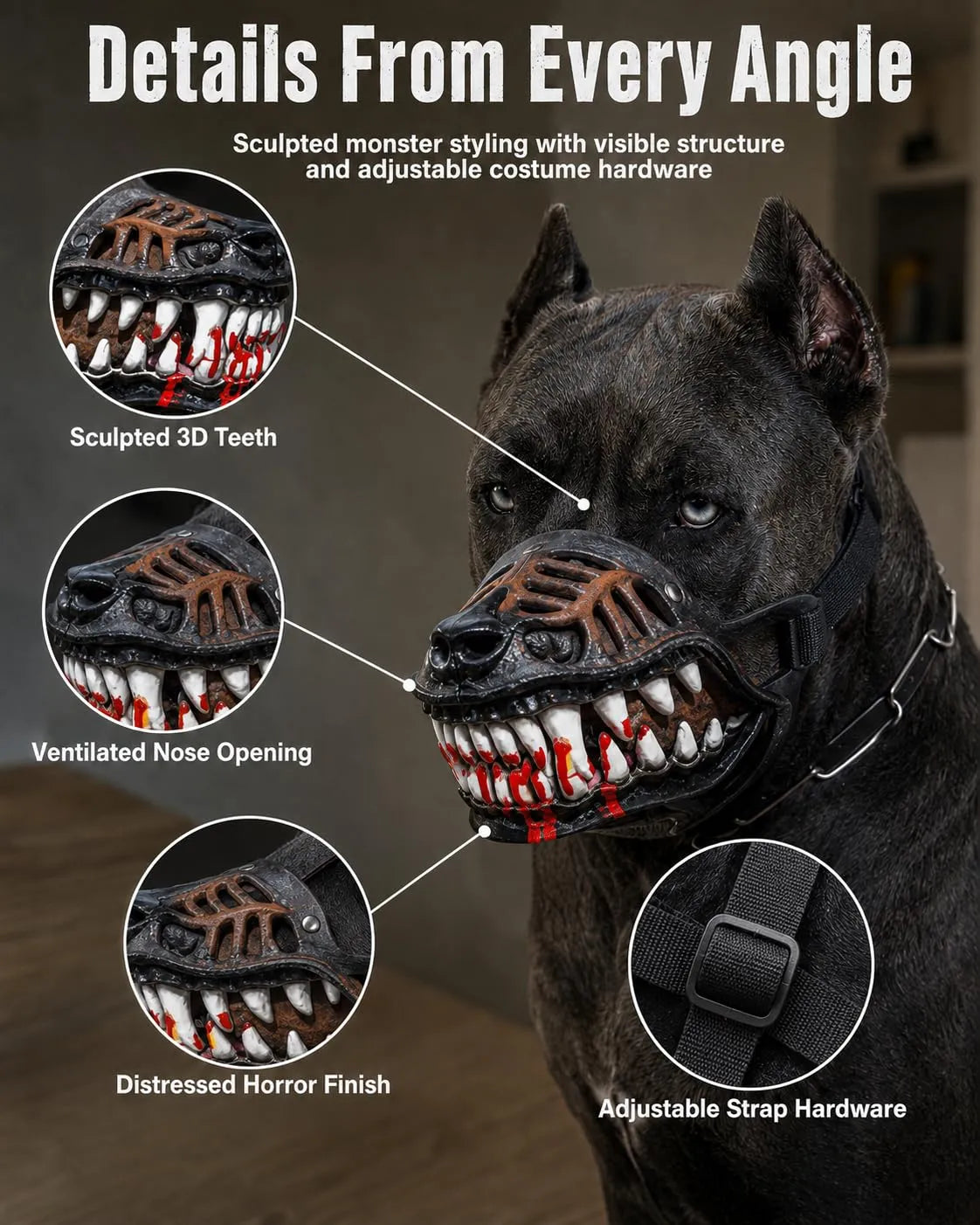 Spooky Dog Halloween Mask - Funny Pet Costume Accessory for Halloween Parties & Photos(Free Shipping - additional detail view